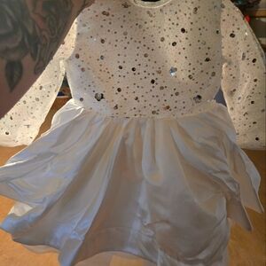 New size 2T white dress with silver sequins